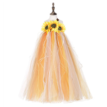 Halloween Vestido con Girasol de Color Calabaza de Otoño Vestido Tutu de Vacaciones para Niñas